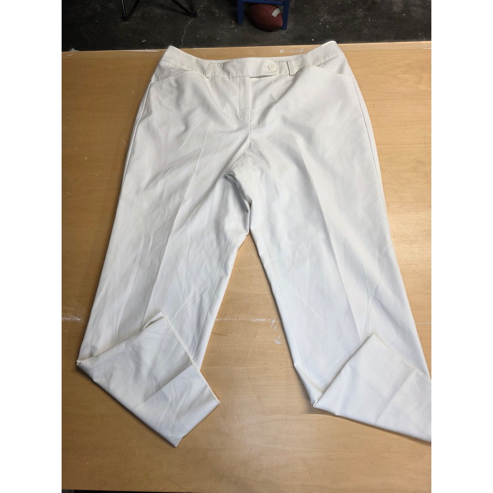 Talbots Petites White Stretch Dress Pants Size 12P Straight Leg Trousers